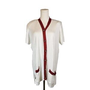 Prosperity Knitwear VTG Long Cardigan Academia Unique Preppy‎ Tenniscore USA XL